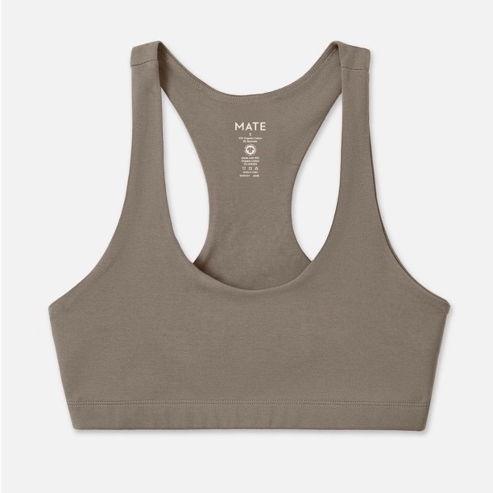 MATE the Label Tan Sports Bra with Racerback Design